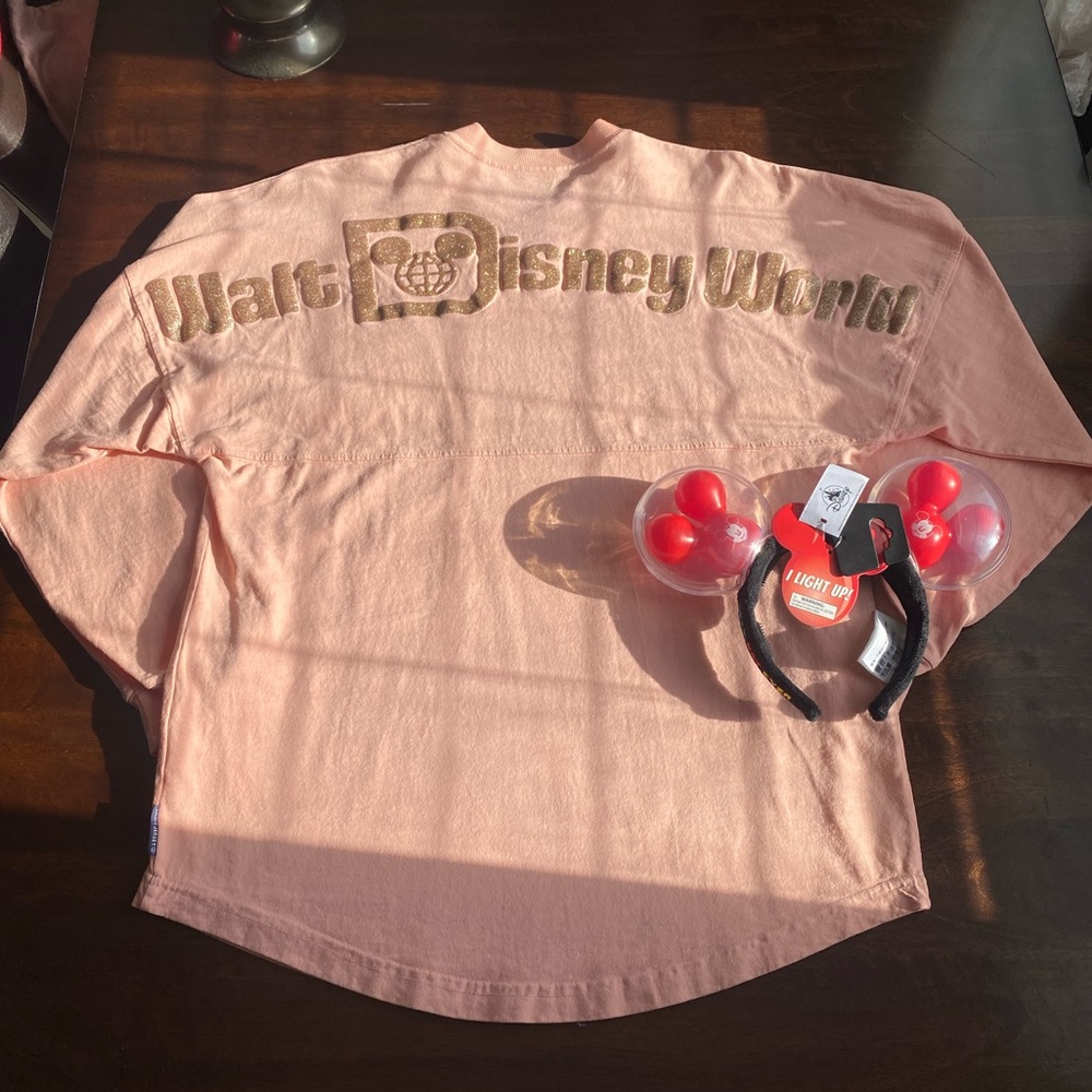 Pink Glitter Walt Disney World Spirit Jersey with Light Up Balloon Disney Ears!